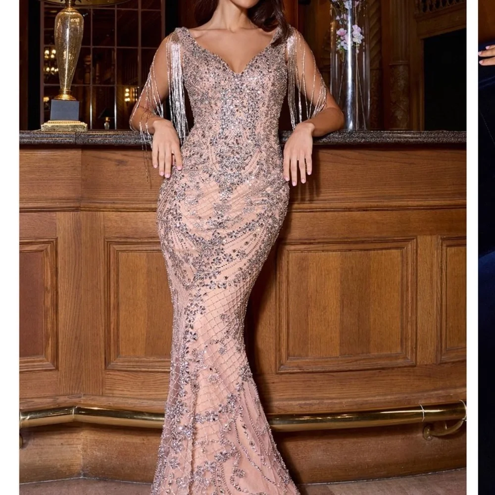 Ladivine nude studded dress CR879 - Picture 1 of 4